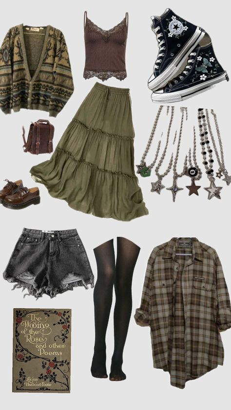 #grunge #green #grungefashion #dark #aesthetic #wishlist #fairycore #fairy #outfit #fitinspo Faerie Grunge Aesthetic, Grunge Fairy Aesthetic Outfit, Dark Fairycore Style, Pixie Inspired Outfits, Y2k Fairycore Grunge, Fairy Grungecore Outfits, Winter Outfits Fairycore, Fantasy Grunge Outfits, Yaelokre Inspired Outfits