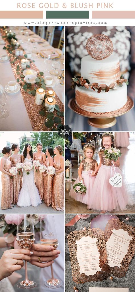 Blush And Champagne Wedding Colors, Wedding Rose Gold Theme, Wedding Color Palettes, Rose Gold Theme, Best Wedding Colors, Neutral Wedding Colors, Gold Wedding Theme, Colors Schemes, Blush Pink Weddings