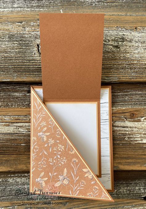 Diagonal Joy Fold Card - Stamped Treasures Diagonal Joy Fold Card, Diy Cards Handmade, Joy Fold Card, Card Sketches Templates, Fancy Fold Card Tutorials, Card Making Templates, Gatefold Cards, Handmade Thank You Cards, Get Crazy