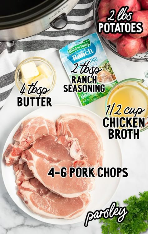 Ranch Pork Chops And Potatoes Crock Pot, Assorted Pork Chops Recipes Crockpot, Pork Ranch Crockpot, Slow Cooker Ranch Pork Chops And Potatoes, Pork Chops In The Crock Pot Potatoes, Quick Dinner Ideas Slow Cooker, Crockpot Pork Chops And Potatoes Easy, Bone In Pork Chops Crock Pot Recipes, Pork Chops In The Crock Pot With Potatoes