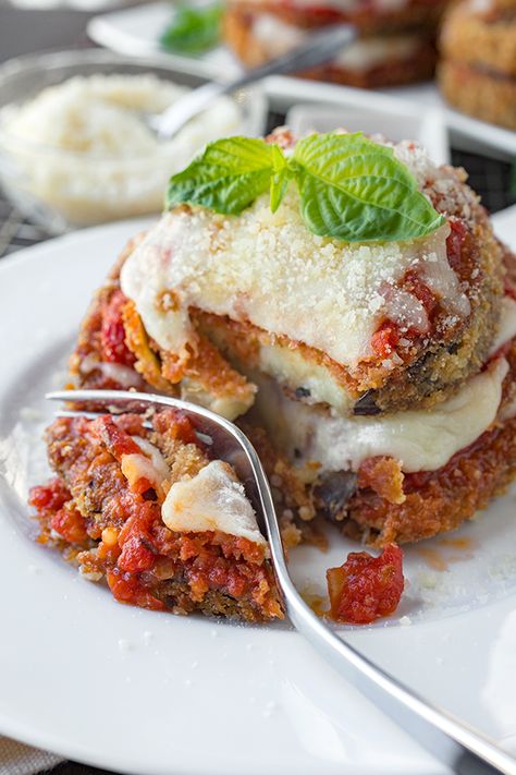 Eggplant Parmesan Stacks | thecozyapron.com Eggplant Parm Stacks, Eggplant Parmesan Stacks, Martha Stewart Eggplant Parmesan Stacks, Stacked Eggplant Parmesan, Eggplant Parmesan Easy, Crispy Pasta, Eggplant Pizza Recipe, Eggplant Stacks, Breaded Eggplant