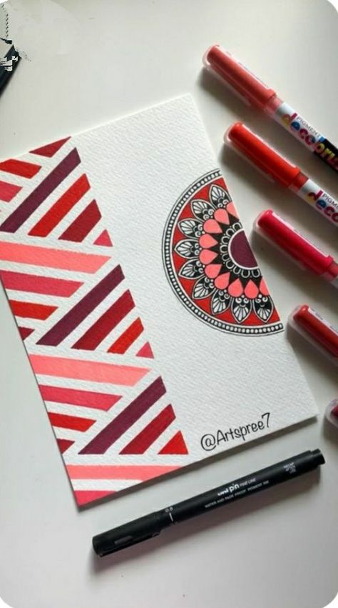 Easy Mandala Drawing, Mandala Art Therapy, Simple Mandala, Mandala Art Lesson, Mandala Artwork, Abstract Art Painting Diy, Easy Doodle Art, Brush Pens, Painting Art Lesson