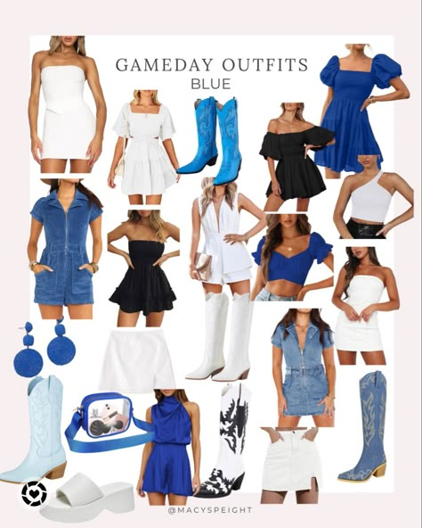 Blue And White Gameday Outfit, Blue And White Football Game Outfit, Blue And White Tailgate Outfit, Blue Game Day Outfit College, Powder Blue Gameday Outfit, Royal Blue Game Day Outfits, Kentucky Football Game Outfit, Blue And White Game Day Outfit, Navy Blue Game Day Outfit