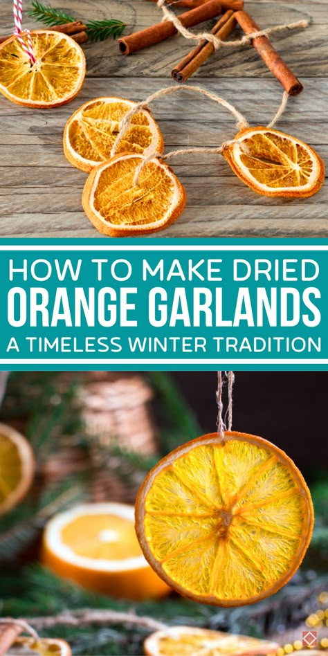 Add a cozy, timeless touch to your holiday decor with a DIY Dried Orange Garland! Simple, affordable, and stunning, this rustic decoration brings warm, festive vibes to your home. Perfect for an orange Christmas theme or homemade Christmas decorations. Save this idea for your next crafting session! Orange Garland Diy Christmas, Diy Natural Garland, Dried Orange Garland Diy, Diy Dried Orange Garland, Dried Oranges Garland, Homemade Holiday Decor, Homemade Garland Christmas, Diy Orange Garland, Orange Garland Diy