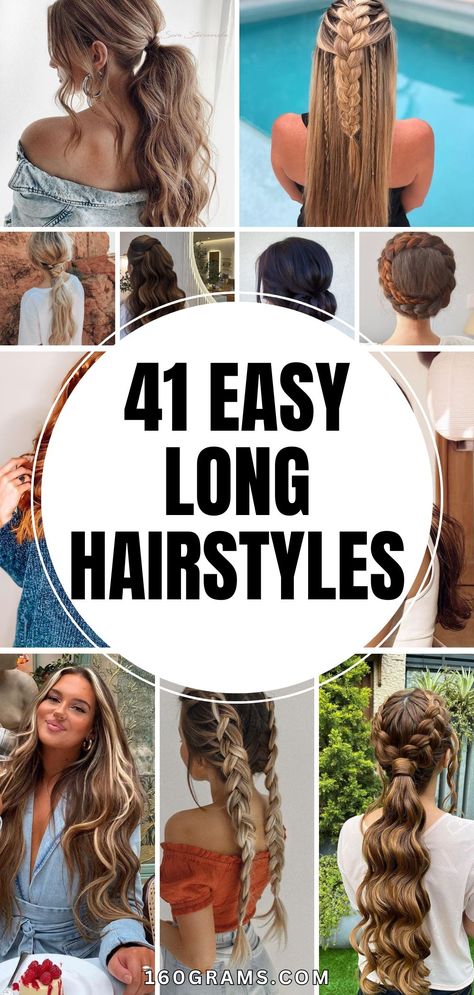 Pin this for an array of exquisite long hairstyles to elevate your look! Discover simple yet chic styles that are perfect for any occasion. Don't miss out on these trendy hair inspirations! #LongHairStyles #FashionBlog #HairInspo How To Long Hairstyles, Easy Hair Styles For Pictures, Long Hair Styles For Pictures, Simple But Cute Hairstyles Casual, Fun Long Hair Hairstyles, How To Style Long Brown Hair, Hair Styles For Long Hair Extensions, 20 Year Old Hairstyles, Long Hairstyles For Pictures