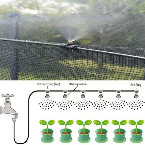 Sleek sellouts! 🤓. Order 20FT/6M Brass Nozzle Misting System Outdoor Cooling Kit at $32.99 #gardenpestcontrol #gardentools #outdoorfurniture #greenhousesupplies #petsupplies #gardendecor #kitchentools #gardensuppies #gardenornaments #statues Patio Misting System, Water Tubing, Misting System, Greenhouse Farming, Greenhouse Supplies, Water Mister, Porch Outdoor, Home Garden Ideas, Water Tube