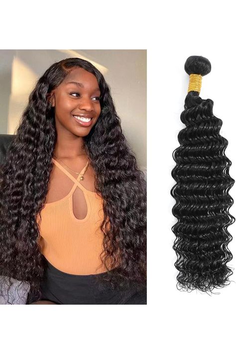 Saluna Deep Wave Bundles 22 Inch Full And Thick Single Bundles 12A 100% Unprocessed Brazilian Virgin Human Hair Bundles Soft Curly Bundles Human Hair Deep Wave Bundles, Curly Bundles, Human Hair Bundles, Deep Wave, Hair Bundles, Black Women Hairstyles, Wig Hairstyles, Human Hair, Black Women