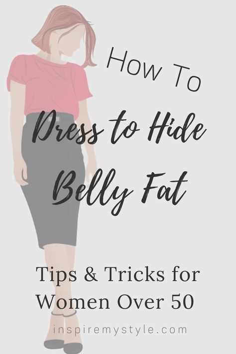 Women over 50: Find the 5 best tips and tricks for how to dress to help hide belly fat. Outfit ideas, inspiration and some practical advice for keeping that belly fat under control! #hidebellyfat #howtodress #tips #tricks #clothes #womenover50 #fashionover50 #fashionover60 #midlifeinspirations #healthylifestyle Belly Hiding Dresses, Cute Outfits Over 50, Dressing For Over 50, Dressing With A Belly Pooch, How To Dress A Menopausal Belly, Tips For Belly Fat Loss, Dress For Fat Belly Women, Outfit For Fat Belly Women, Clothing Styles For Women Over 50