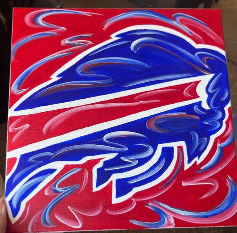 Buffalo Bills Crafts Diy, Buffalo Bills Painting, Buffalo Bills Crafts, Painting Ideas For Christmas, Red Abstract Background, Football Paintings, Go Bills, Buffalo Bills Logo, Football Ideas