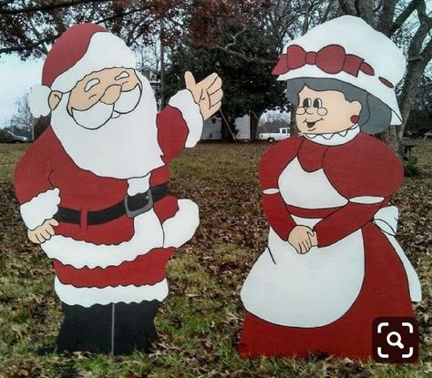 Christmas Santa and Mrs. Claus wood Yard Decoration #Unbranded 4x4 Post Christmas Lowe's, Plywood Christmas, Kids Holiday Outfits, Patio Art, Christmas Garden Decorations, Ideas Para Navidad, Ideas Navidad, Christmas Material, Gnome House