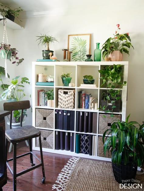 Feature Friday: Deeply Southern Home - Southern Hospitality Decorating Kallax Shelves, Ikea Kallax Decor Ideas, Kallax Display Ideas, Ikea Kallax Ideas, Cube Storage Decor, Ikea Craft Room, Kallax Hack, Cube Shelf, College Organization