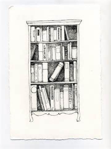 Drawing Bookshelf, Victorian Bookshelf, Bookshelf Drawing, Window Bookshelf, Library Drawing, Old Bookshelves, Whimsical Art Journal, Bookshelf Art, Drawing Interior