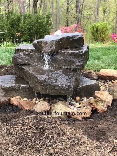 Landscaped Garden Ideas, Zen Water Fountain, Large Water Features, Pondless Water Features, Pondless Waterfall, Rock Fountain, Garden Water Features, Fountain Ideas, Outdoor Water Features