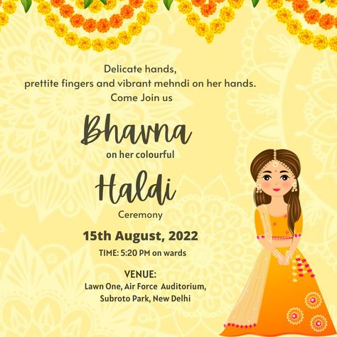 #invitation_card #haldi_invitation #card #wedding_Designing Haldi Invitation Card Template Bride, Haldi Card Template, Haldi Ceremony Invitation Card Wording, Haldi Invitation Card Background, Haldi Invitation Card Template, Haldi Ceremony Invitation Card, Haldi Invitation Card, Farah Naaz, Haldi Invitation