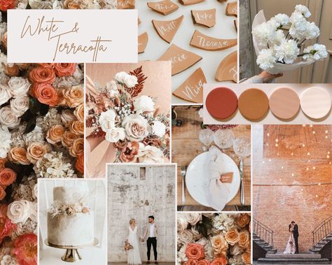 Terracotta Pink Wedding, Terracotta And Champagne Wedding, Champagne And Terracotta Wedding, Rust And Blush Wedding, Deco Terracotta, Copper Wedding Theme, November Wedding Colors, Wedding Color Scheme Ideas, Apricot Wedding