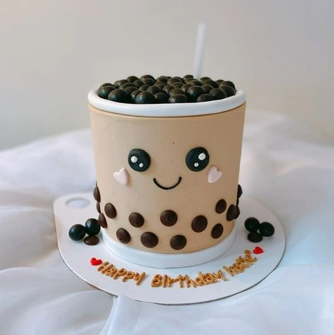 Boba Cake, Boba Tea Party, Boba Birthday, Bubble Tea Party, Boba Party, 10 Birthday Cake, 귀여운 음식 그림, Funny Birthday Cakes, Mini Cakes Birthday