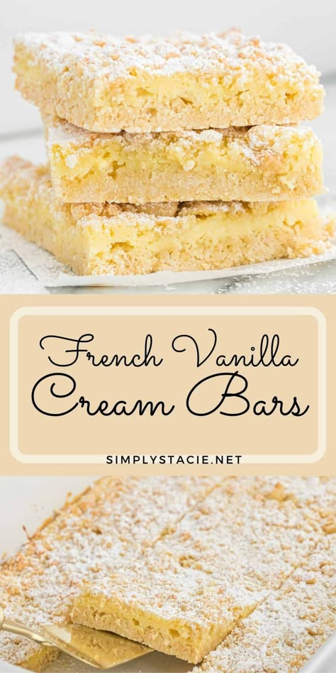 Vanilla Cake Mix Recipes, Cake Mix Bars, Cake Mix Cookie Bars, Recipes Using Cake Mix, Simply Stacie, French Vanilla Cake, Boxed Cake Mixes Recipes, Cream Cheese Bars, Bar Desserts