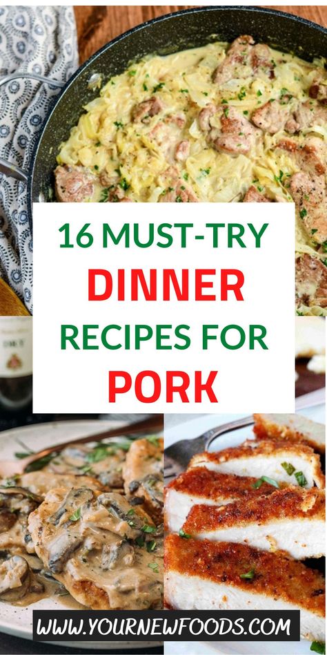 Dinner Recipes For Pork. 16 must-try pork recipes. Tasty pork dinner meals perfect for entertaining at holidays and all year. Choose your favorite dinner recipes for pork today! Pork Stews And Casseroles, Pork Loin And Pasta Recipes, Summer Pork Recipes Dinners, Pork Roast Ideas Meals, Easy Pork Dinner Ideas, Pork With Rice Recipes, Pork Lunch Recipe, Pasta And Pork Recipes, Pork Recipes For Dinner Casseroles