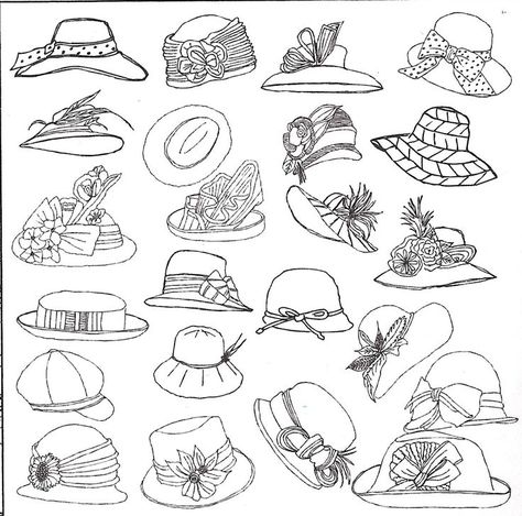 Hat Sketches Design, Hat Drawing Sketches, Hats Drawing, Hat Sketch, Sketches Fashion Design, Drawing Hats, Hat Drawing, Hat Illustration, Fashion Illustration Poses