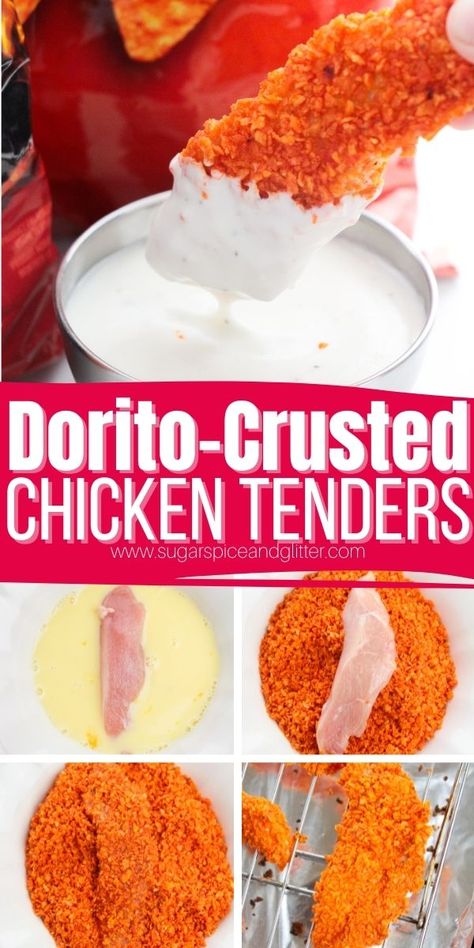 Homemade Breaded Chicken Tenders, Homemade Breaded Chicken, Dorito Chicken Tenders, Homemade Chicken Strips, Baked Chicken Strips, Homemade Chicken Tenders, Chicken Batter, Chicken Strip Recipes, Crusted Chicken Tenders