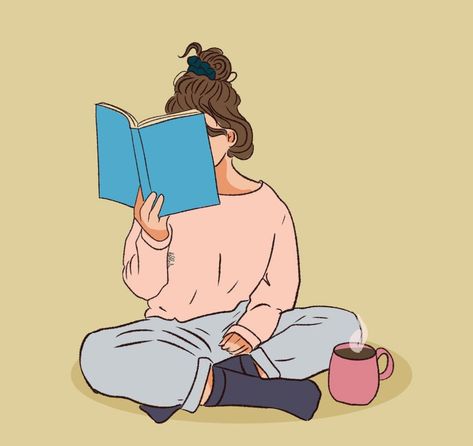 Studying Stickers, Reading Cartoon, Reading Coffee, Art Psychology, Reader Girl, Girl Reading Book, Peaceful Moments, Books To Read For Women, Art Procreate