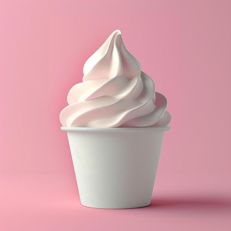 AI generated ice cream in paper cup mock-up on pink background, ice cream swirl Ice Cream In Cup, Ice Cream Cup Design, Ice Cream In A Cup, Art And Craft Painting, Ice Cream Cups Design, Background Ice Cream, Texture Packaging, Gingerbread Dollhouse, Pink Milkshake