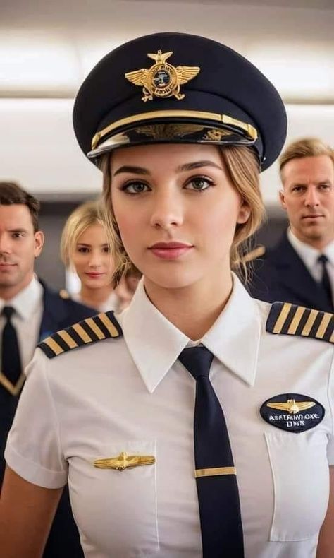 Lady Pilot Aesthetic, Piolet Women, Pinup Clothes, Women In Uniforms, Air Hostess Uniform, Female Werewolves, Stewardess Uniform, Pilot Costume, Navy Uniform