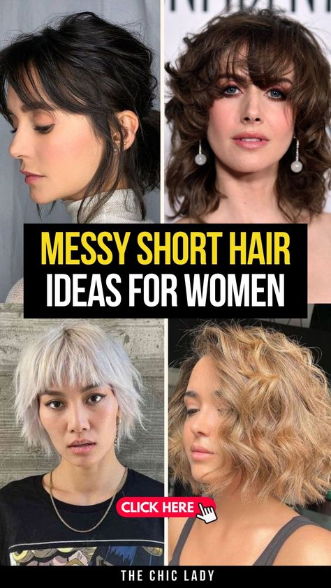 Top 22 Messy Short Hair Ideas for Women to Try in 2024 Short Wavy Hairstyles For Women Messy, Straight Messy Hair, Messy Short Hairstyles, Short Hair Ideas For Women, Short Wavy Hairstyles For Women, Hair Ideas For Women, Short Wavy Hairstyles, Short Hairstyles Ideas, Textured Bobs