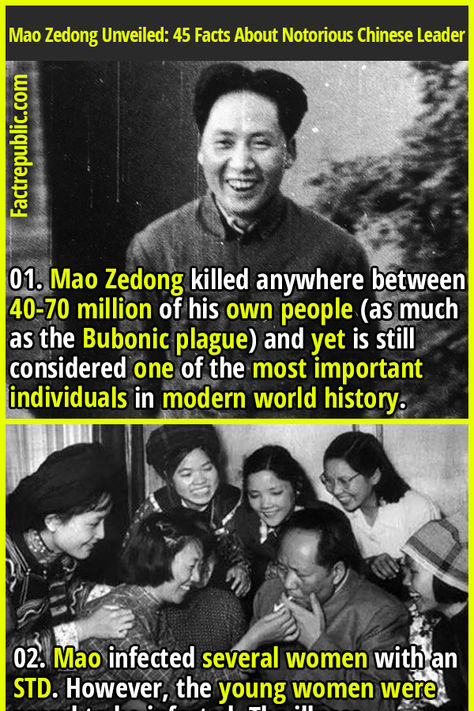 01. Mao Zedong killed anywhere between 40-70 million of his own people (as much as the Bubonic plague) and yet is still considered one of the most important individuals in modern world history. #china #chinese #maozedong #popular #famous #history Historical Facts Interesting, Funny History Facts, Random Useless Facts, Asian Representation, China Facts, Cheesy Meatloaf, Best Of The Office, World History Facts, Asian Humor