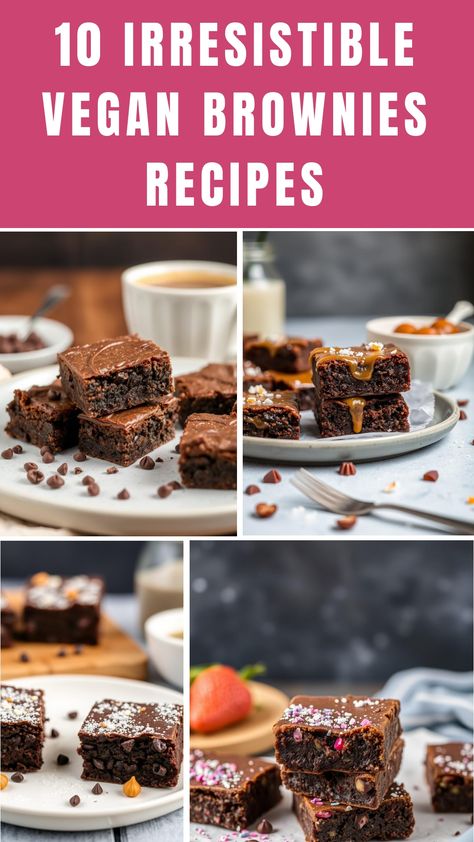 10 Irresistible Vegan Brownies Recipes Vegan Brownie Recipes, Fudgy Vegan Brownies, Best Vegan Brownies, Vegan Brownies Recipe, Vegan Pancake Recipes, Brownies Recipes, Vanilla Ice Cream Recipe, Swirl Brownies, Salted Caramel Brownies