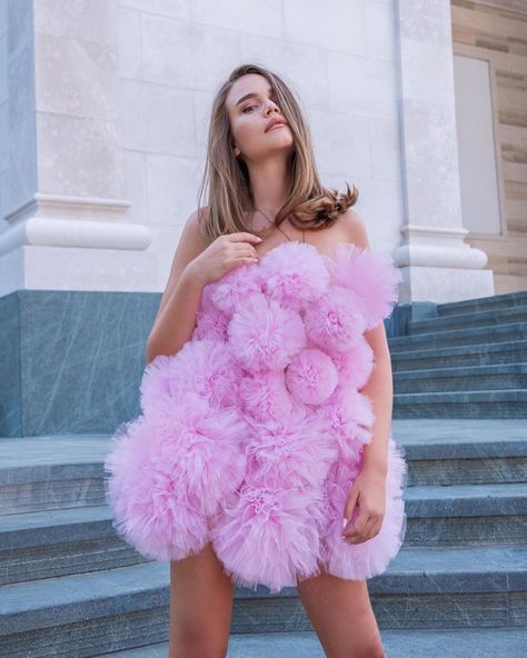 Lirika Matoshi on Instagram: “PINK💕” Cocktail Wear Women, Couture Dresses Short, Tulle Pom Pom, Pom Dress, Lirika Matoshi, Pretty Party Dresses, Prom Formal Dresses, Thick Tights, Pom Pom Dress