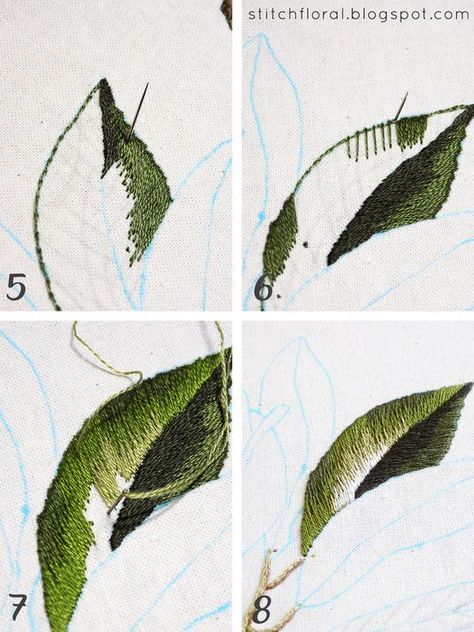 Magnolia Stitch Along Part 2 Embroidery Stitches Beginner, Needle Painting, Embroidery Leaf, Crewel Embroidery Kits, Basic Embroidery Stitches, Hand Embroidery Tutorial, Embroidery Stitches Tutorial, Pola Sulam, Brazilian Embroidery