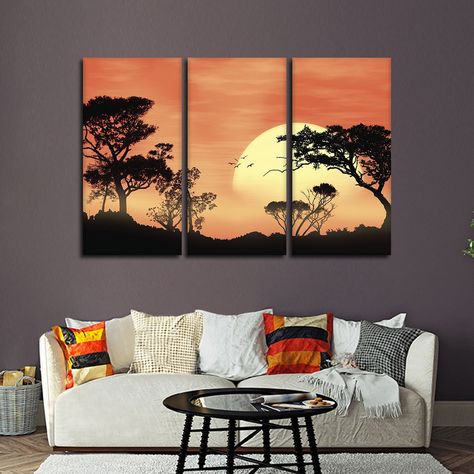 Multi Canvas Painting, Multiple Canvas Paintings, Africa Artwork, Abstract Painting Acrylic Modern, Big Wall Art, African Art Paintings, 3 Piece Canvas Art, Canvas Painting Designs, Painted Paneling