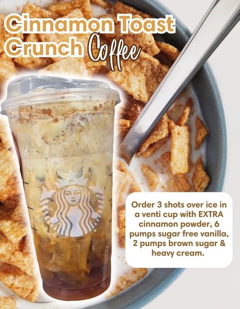 Starbucks Chia Drinks, Starbucks Cold Brew Recipes, Cinnamon Toast Crunch Coffee, Cold Coffee Drinks Recipes, Low Carb Starbucks Drinks, Low Carb Starbucks, Coffee Orders, Starbucks Drink Menu, Vanilla Iced Coffee