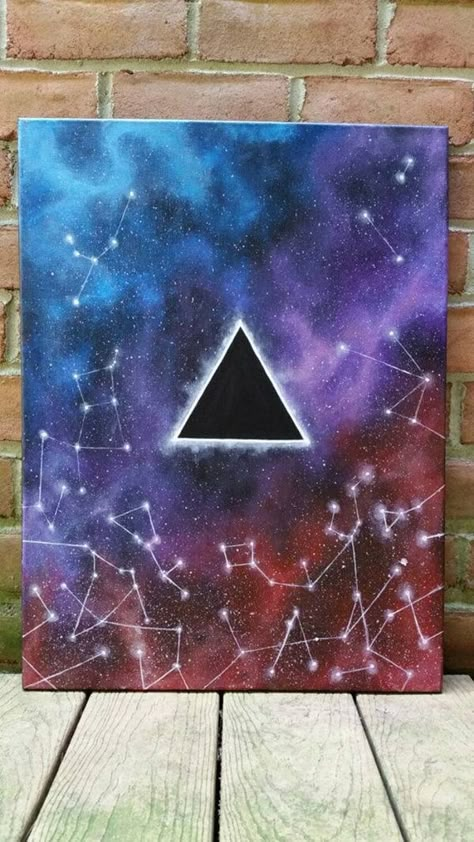 Pink Floyd Painting, Space Painting Galaxy, Painting Unicorn, Art Galaxie, Christmas Drawings, Triangle Art, Space Painting, Spray Paint Art, Easy Canvas Painting