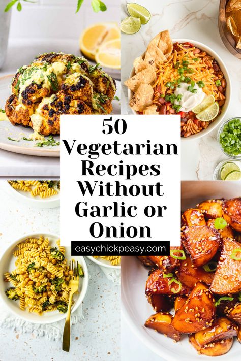 No Garlic Recipes Dinners, Soups Without Onions And Garlic, Garlic And Onion Allergy, Recipes No Onion No Garlic, Garlic Onion Free Recipes, No Onions No Garlic Recipes, Onion And Garlic Free Salsa, Vegan Mains Recipes, No Onion No Garlic Recipes Gluten Free