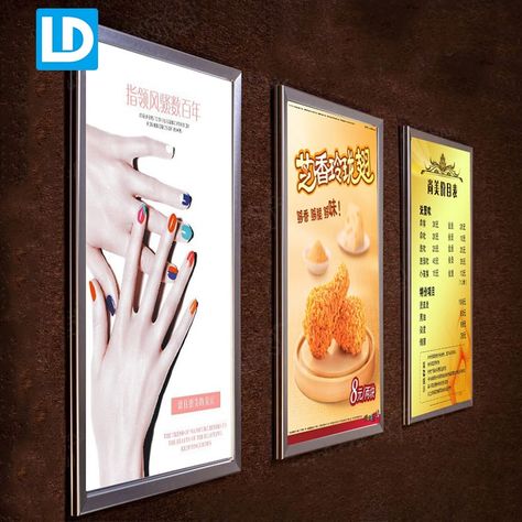 Ultra Slim Light Box LED Poster Frame Sign - Lindo Sign Led Poster Design, Led Photo Frame, Led Poster, Light Box Signage, Led Light Box Sign, Light Box Display, Lightbox Signage, Digital Menu Boards, Light Box Sign