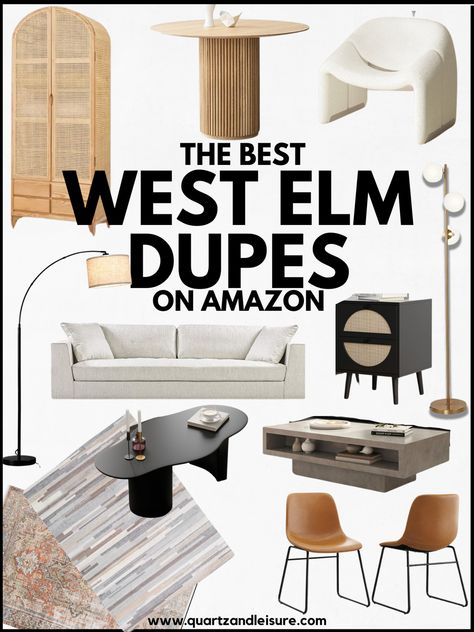 West elm furniture and home decor lookalikes Master Bedrooms West Elm, Amazon Minimalist Home, West Elm Office Inspiration, West Elm Lamp, Cute Amazon Furniture, West Elm Inspired Living Room, West Elm Home Decor, Unique Chairs For Living Room, Amazon Home Inspiration