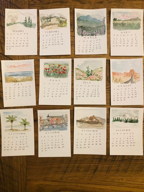 Excited to share this item from my #etsy shop: 2022 Desk Calendar original watercolor Watercolor Months Of The Year, Framing Watercolor Art, Hand Painted Calendar Ideas, Diy Watercolor Calendar, Watercolor Coastal Art, Watercolor Calendar Diy, Hand Painted Calendar, Diy Calendar Ideas How To Make, Painting For Brother