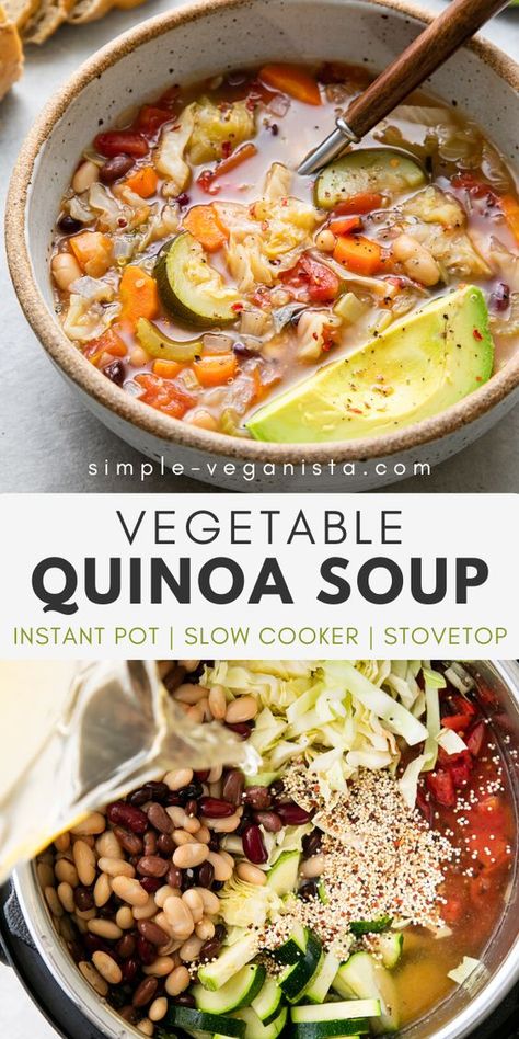 Soup Easy Healthy, Quinoa Soup Recipes, Simple Veganista, Quinoa Soup, Vegetable Quinoa, Pot Recipes Healthy, Vegetarian Soup Recipes, Lake Food Ideas Summer, Soup Easy