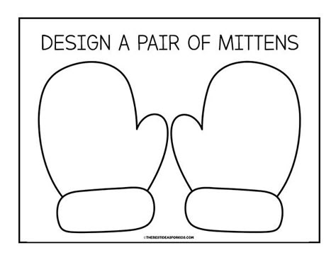 Design a Pair of Mittens Template Mitten Craft, Mitten Template, Mitten Template Free Printable, Mittens Art For Kids, Cricut Mitten Pattern, Winter Hat And Mittens Template, Mitten Matching Printable, Arts And Crafts For Kids Easy, Mittens Template