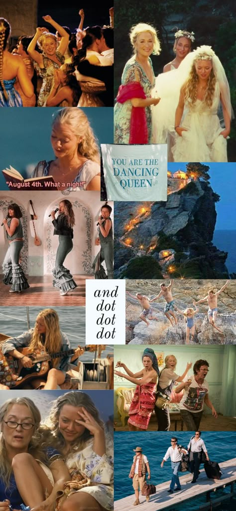 Mamma Mia Movie Stills, Mama Mia Movie Aesthetic, Mama Mia Pictures, Mamma Mia Here We Go Again Quotes, Movies Like Mamma Mia, Mamma Mia Iphone Wallpaper, Mamma Mia Collage Wallpaper, Mamma Mia Movie Aesthetic, Mamma Mia Emojis Combo