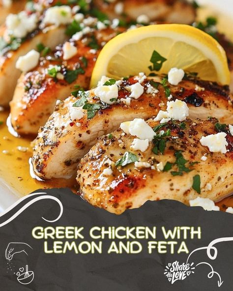 Zesty Greek Chicken with Lemon and Feta: A Flavorful Mediterranean Delight - LusciousRecipes Mediterranean Diet Chicken, Greek Chicken Breast, Luscious Recipes, Mediterranean Chicken Recipes, Baked Greek Chicken, Mediterranean Recipes Healthy, Recipes Greek, Chicken With Lemon, Mediterranean Diet Recipes Dinners