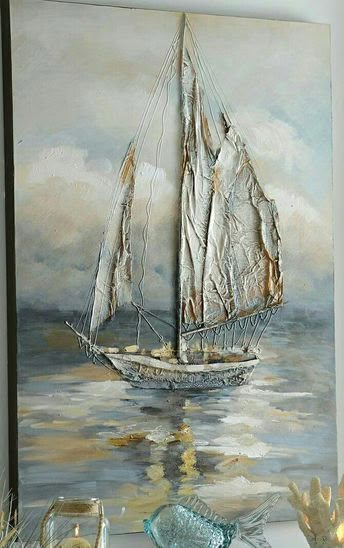 Scenic Acrylic Paintings, Relief Art Paintings, Boat Painting Abstract, Christmas Paintings On Canvas, Canvas For Beginners, Texture Painting On Canvas, Soyut Sanat Tabloları, Boat Art, Easy Canvas Painting