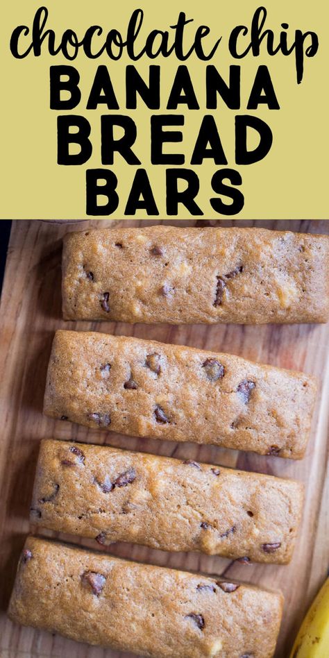 These Chocolate Chip Banana Bread Bars are easy to make using a granola bar mold and they're so fun for kids to eat! Enjoy them for breakfast, pack them in lunches or have them ready as an after school snack. These Banana Bread Bars are freezer friendly so they make a big batch to have on hand all the time! #bananabread #kidfriendly #healthysnack #mealprepbreakfast #afterschoolsnack Daycare Baking Ideas, Banana Recipes Freezer Friendly, School Safe Granola Bars, Snack Ideas To Go, Nut Free Homemade Snacks, Toddler Snacks With Banana, Kid Snacks Homemade, Easy Homemade School Snacks, Healthy Homemade School Snacks