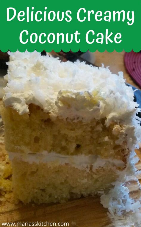 Moist and Delicious Creamy Coconut Cake Coconut Cake Frosting, Coconut Cream Frosting, Italian Pork, Coconut Pound Cakes, Coconut Cream Cake, Coconut Cake Recipe, Coconut Frosting, Yummy Seafood, Sour Cream Cake