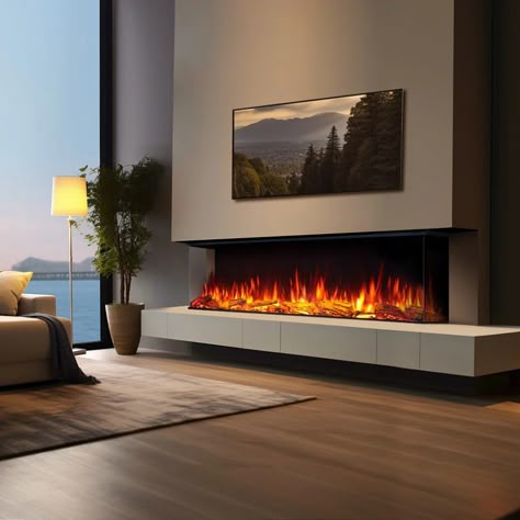 Wall Electric Fireplace, Media Walls, Tv Fireplace, Built In Electric Fireplace, Hallway Furniture Storage, Feature Wall Living Room, Wall Fires, Fireplace Tv Wall, Decor Fireplace