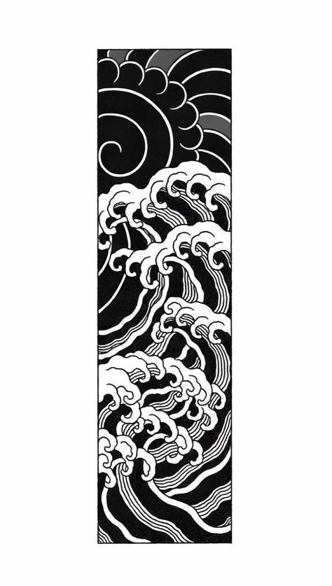 Japanese Tattoos Black And White, Japanese Negative Space Tattoo, Japanese Tattoo Art Waves, Japanese Line Work Tattoo, Half Sleeve Tattoos For Men Upper Arm Japanese, Japanese Tattoo Inspiration, Quantum Illustration, Japanese Tattoo Art Traditional Black, Japan Wave Tattoo