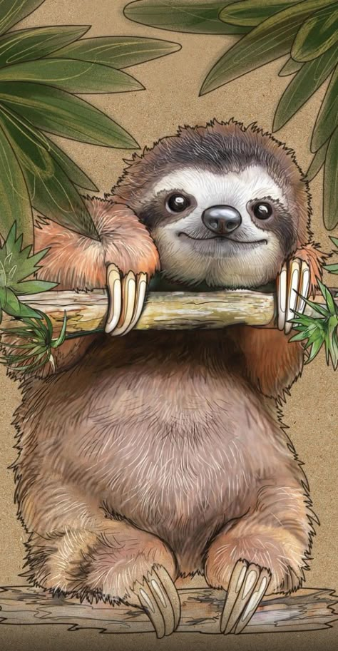 Pictures Of Sloths, Cute Sloth Pictures, Sloth Drawing, Sloth Tattoo, Sloth Life, Creepy Creatures, Sloth Art, Funny Characters, A Sloth