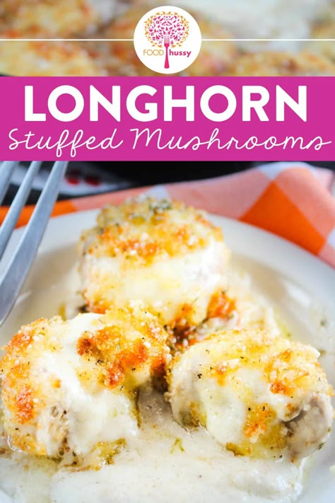 Long Horn Mushrooms Recipe, Longhorn Steakhouse Stuffed Mushroom Recipe, Longhorn White Cheddar Stuffed Mushrooms, Longhorn Steakhouse Mushrooms, Longhorn Mushroom Copycat, Longhorn Steakhouse Stuffed Mushrooms, Longhorns Stuffed Mushrooms, Long Horn Stuffed Mushrooms Recipe, Mushrooms In Sauce